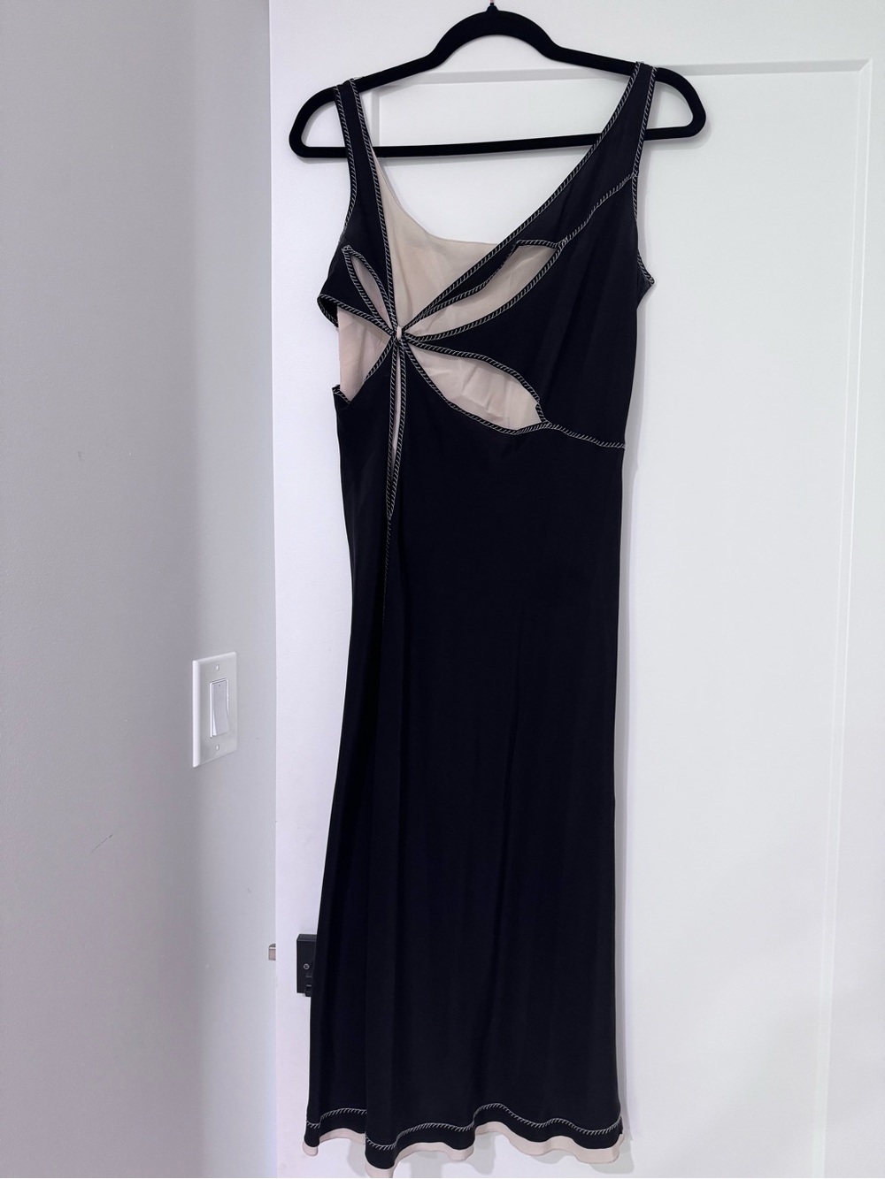 Philosophy di Alberta Ferretti Black Dress with Beige Mesh Cutouts